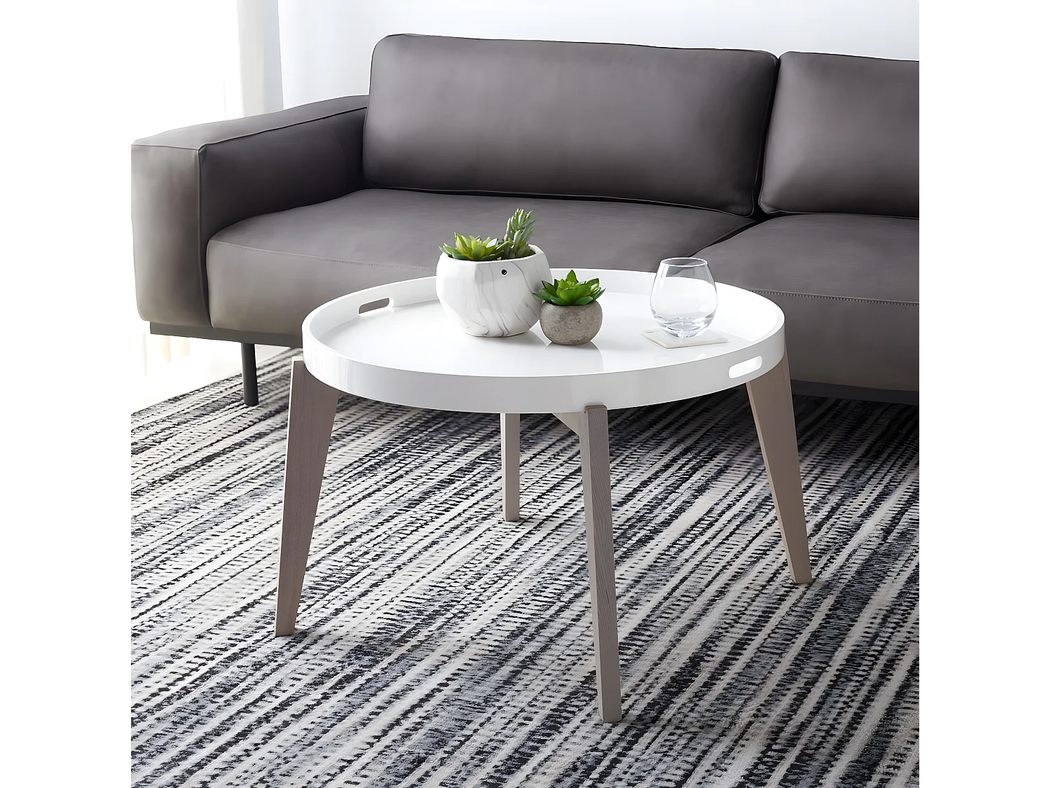 Table d'appoint Blanc & Gris 71 X 71 X 45.72 cm - Leonor