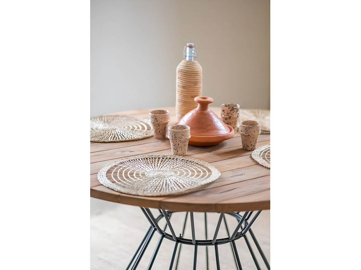 Table PAUL 6 personnes Plateau en Teck - 79x120x120 - CEZARE