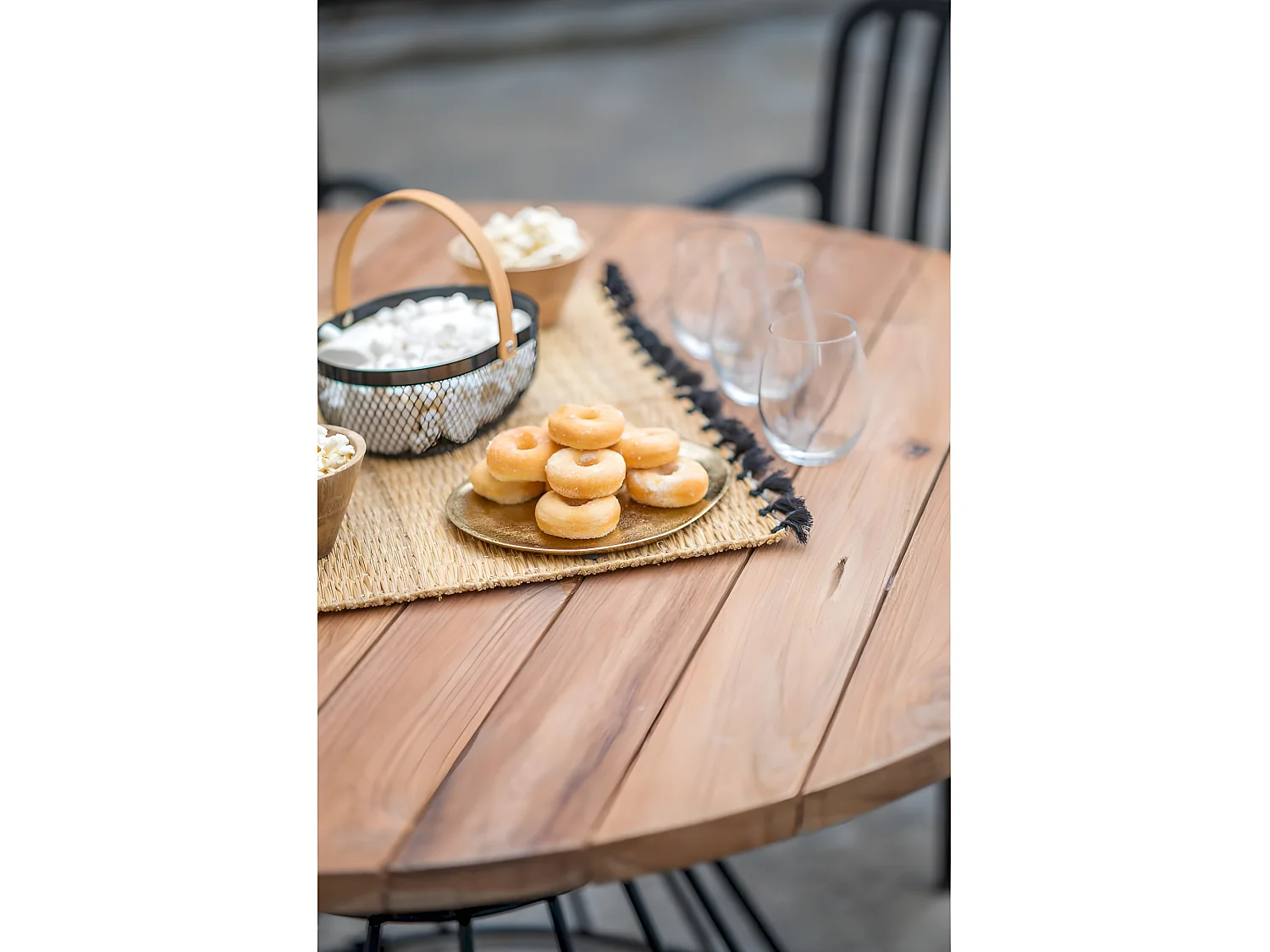 Table PAUL 6 personnes Plateau en Teck - 79x120x120 - CEZARE