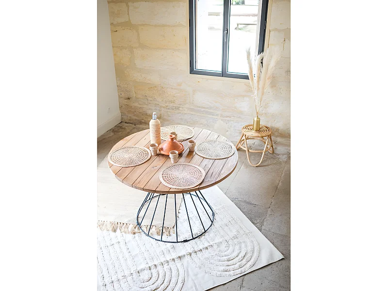 Table PAUL 6 personnes Plateau en Teck - 79x120x120 - CEZARE