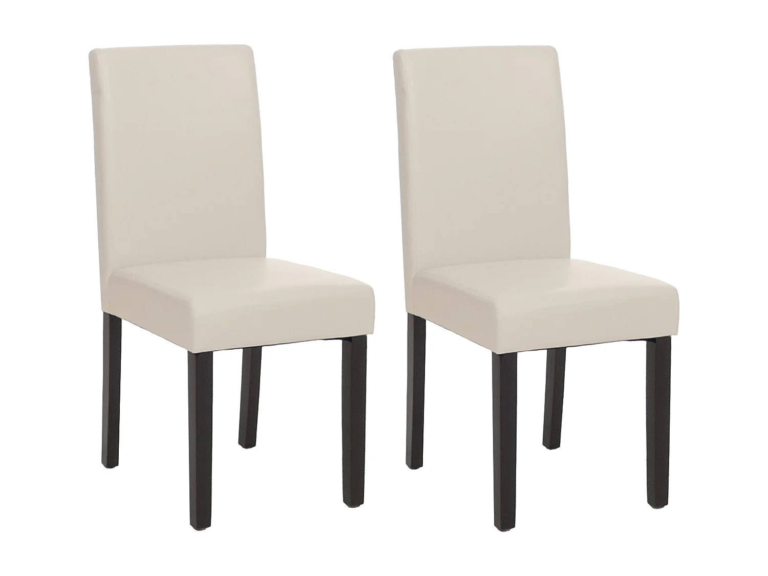 Chaise de salle à manger Littau similicuir (lot de 2),  simili-cuir, blanc, pieds foncés