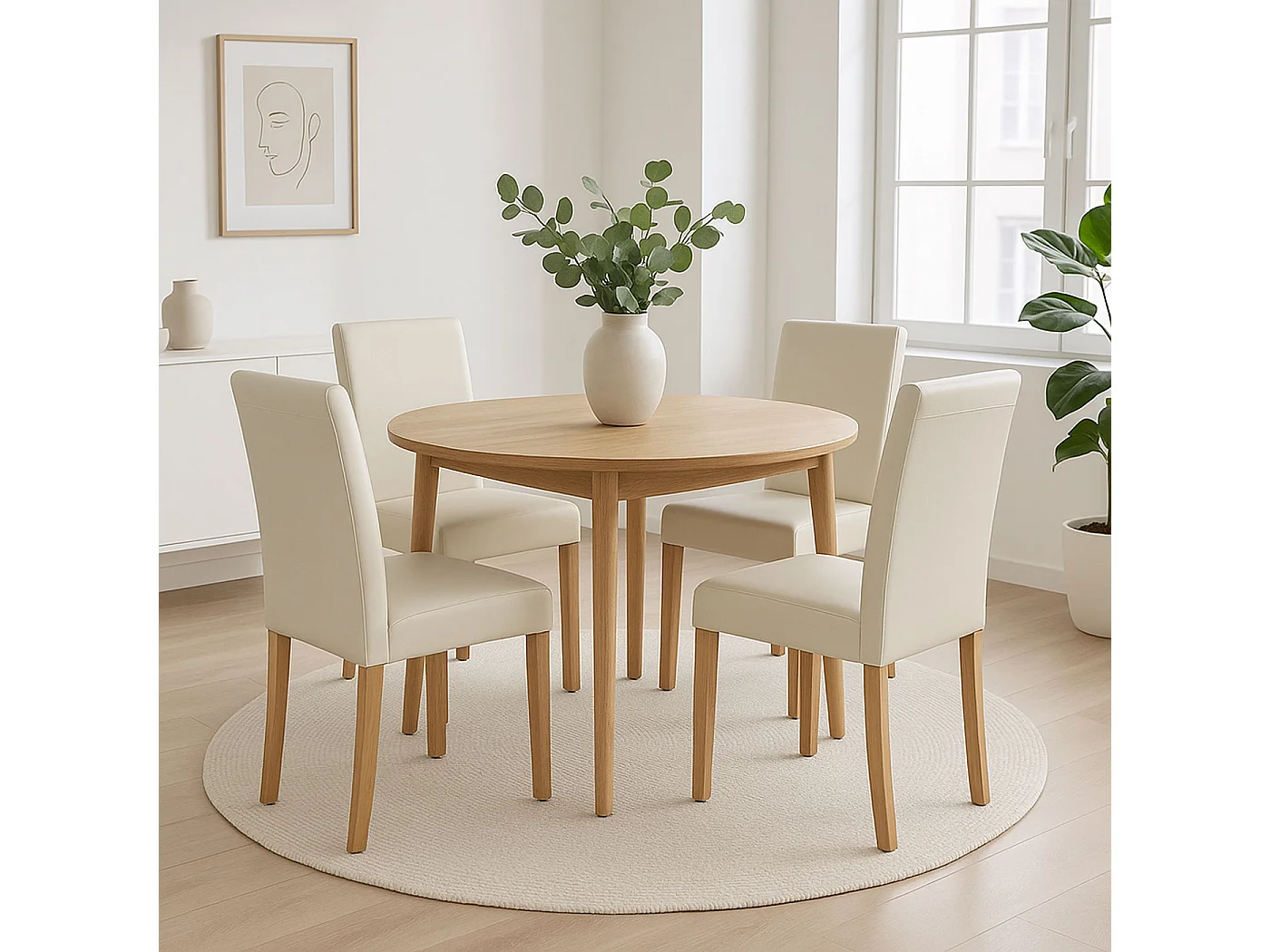 Esszimmerstuhl Littau Kunstleder 2er-Set, Kunstleder, weiß, helle Beine