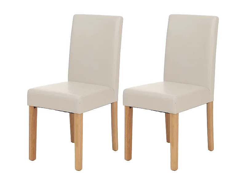 Esszimmerstuhl Littau Kunstleder 2er-Set, Kunstleder, weiß, helle Beine