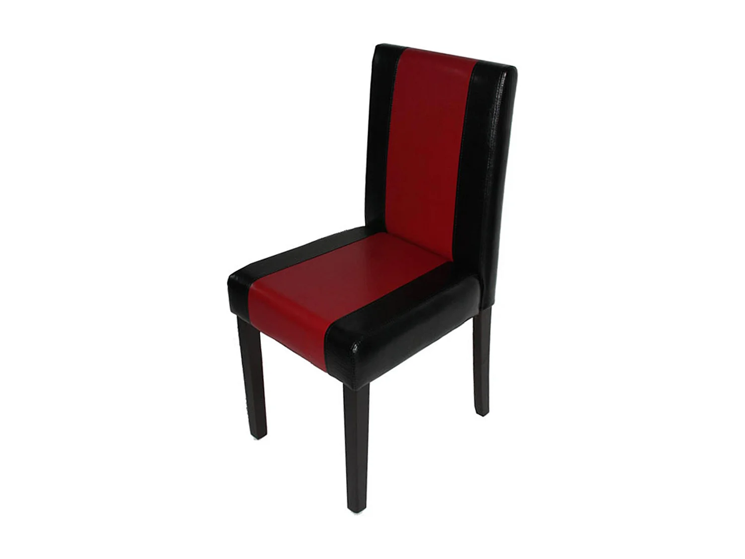 Esszimmerstuhl Littau Kunstleder 2er-Set, Kunstleder, schwarz-rot, dunkle Beine