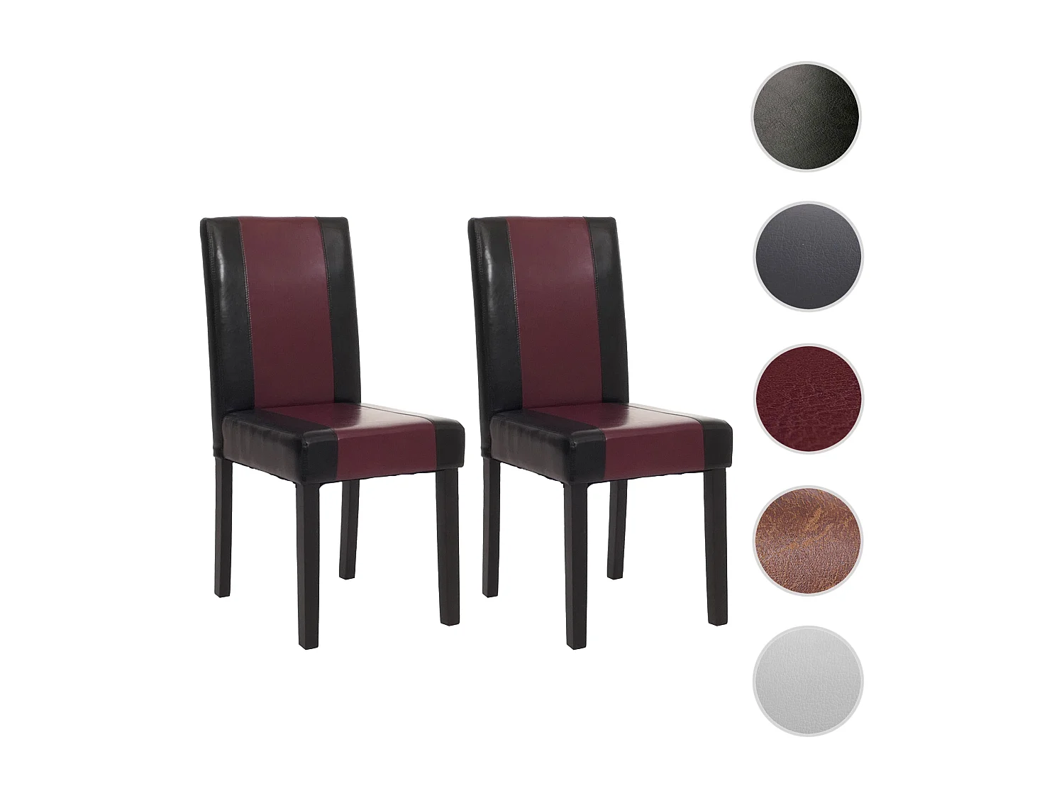 Esszimmerstuhl Littau Kunstleder 2er-Set, Kunstleder, schwarz-rot, dunkle Beine