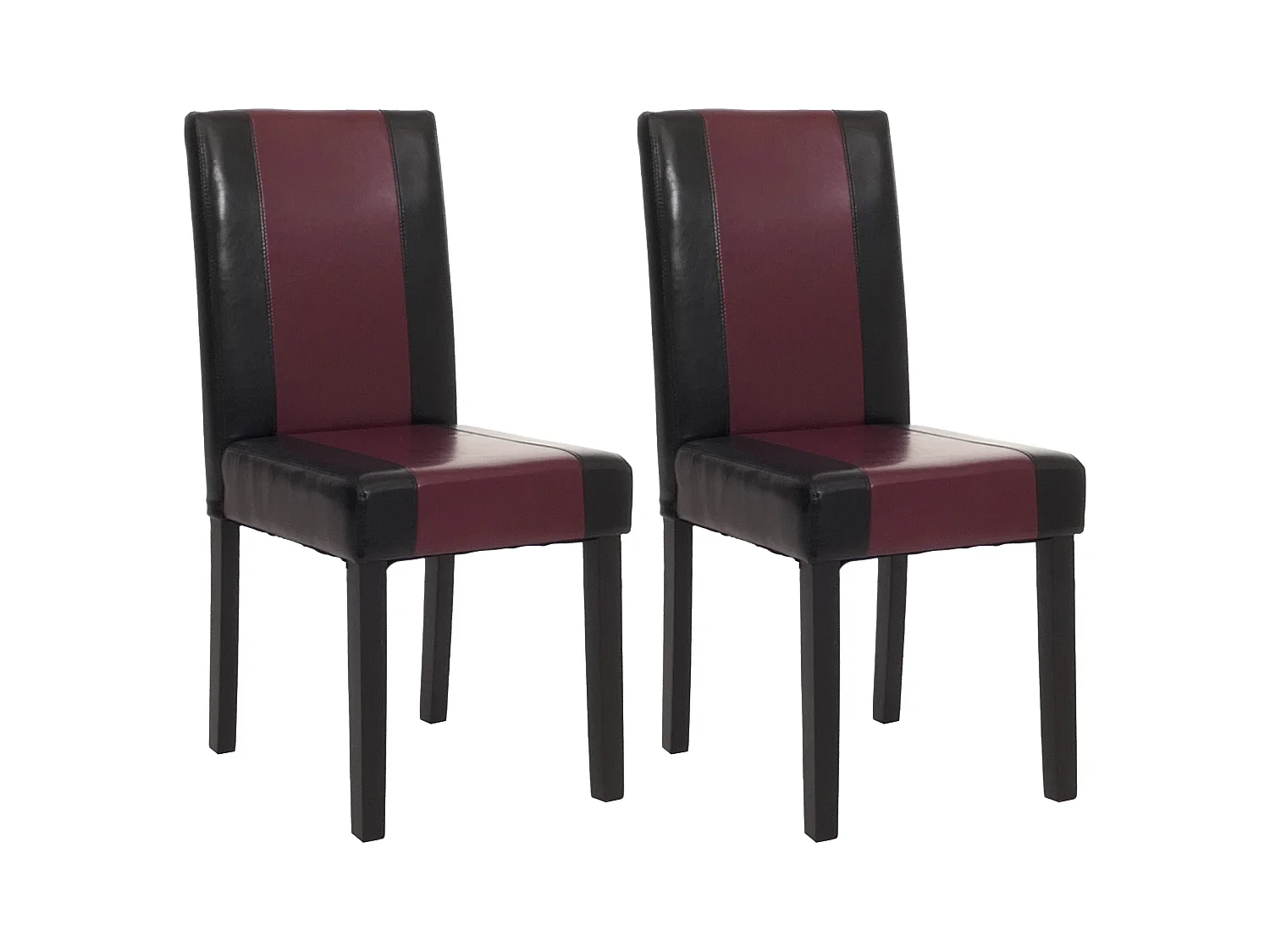 Chaise de salle à manger Littau similicuir (lot de 2),  simili-cuir, noir/rouge, pieds foncés