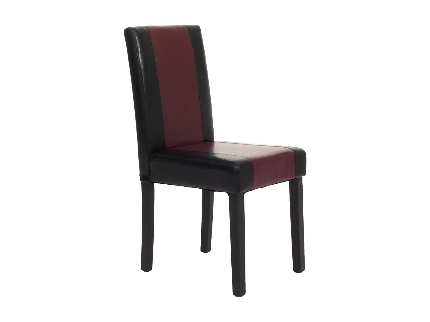 Chaise de salle à manger Littau similicuir (lot de 2),  simili-cuir, noir/rouge, pieds foncés