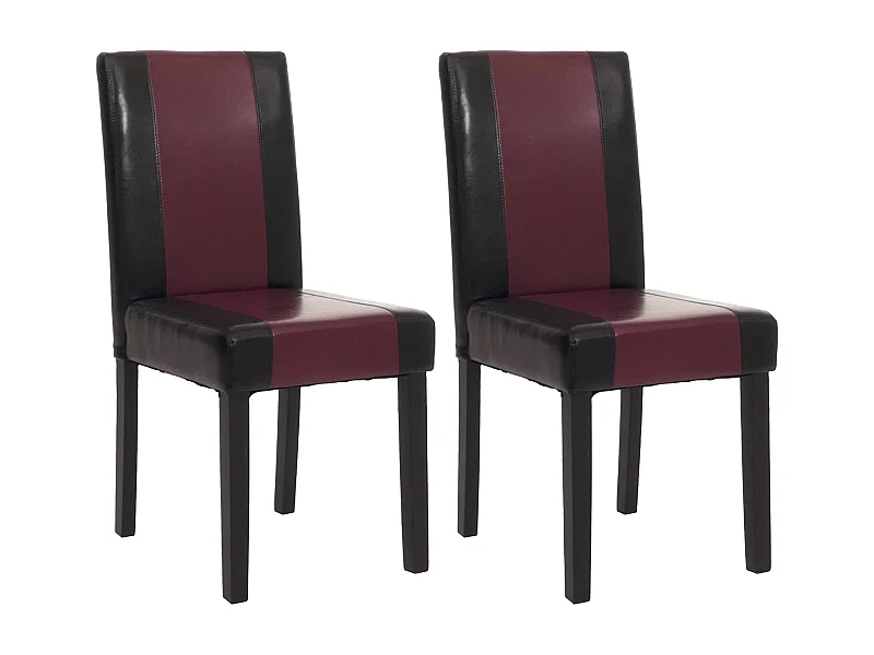 Chaise de salle à manger Littau similicuir (lot de 2),  simili-cuir, noir/rouge, pieds foncés