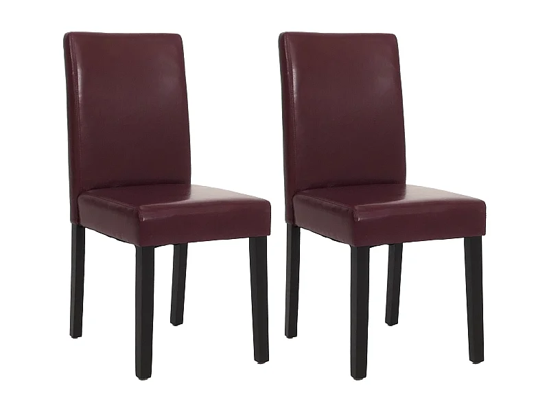 Zestaw 2 krzeseł do jadalni Littau ze sztucznej skóry,  imitacja skóry, czerwony, ciemne nogi