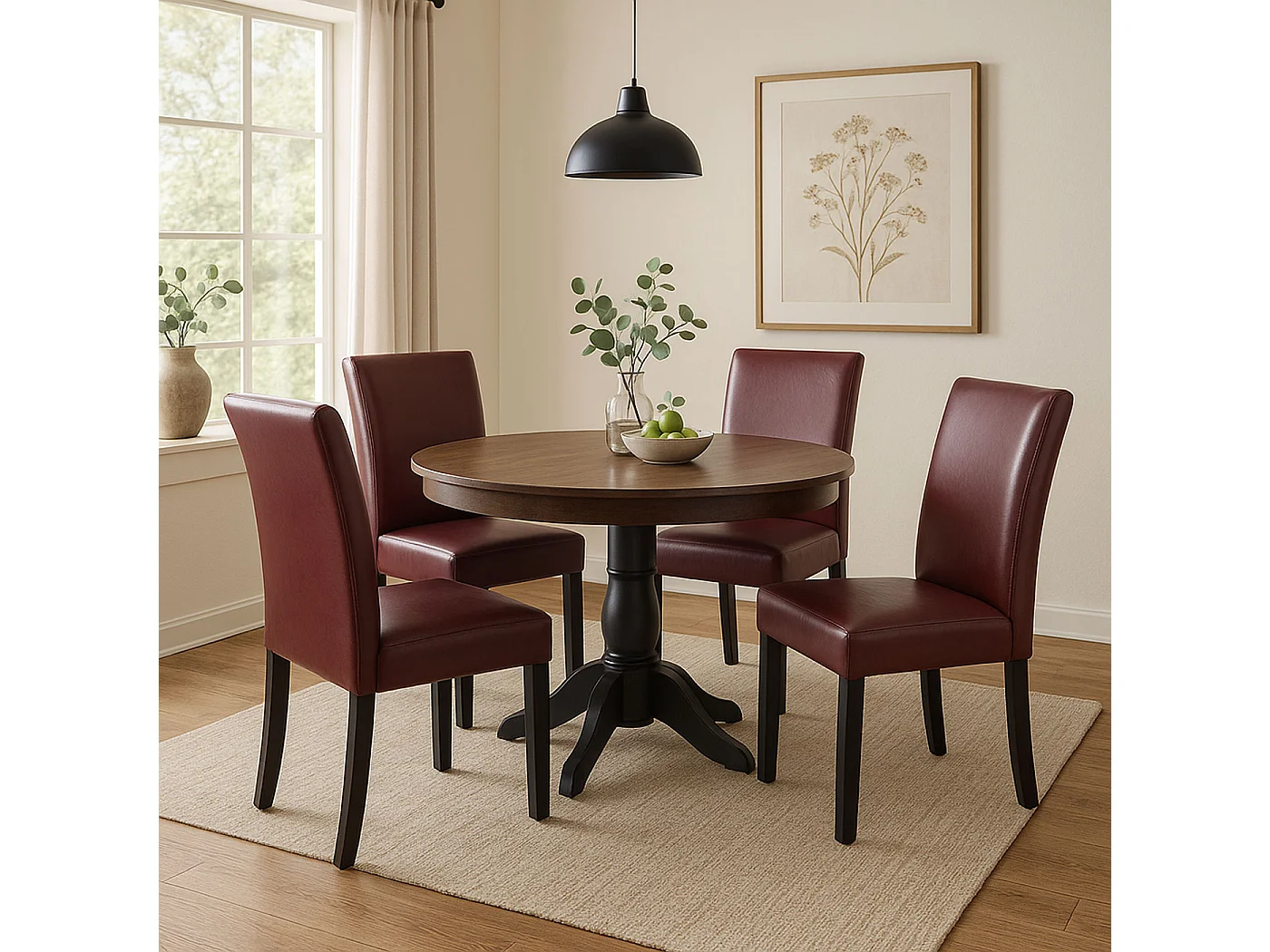 Zestaw 2 krzeseł do jadalni Littau ze sztucznej skóry,  imitacja skóry, czerwony, ciemne nogi