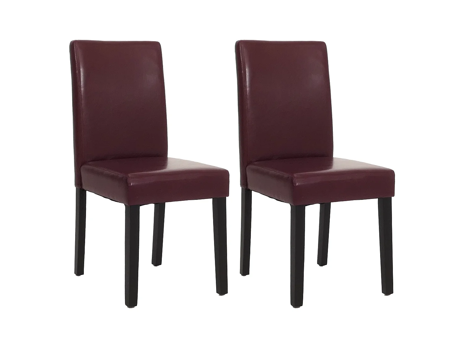 Chaise de salle à manger Littau similicuir (lot de 2),  simili-cuir, rouge, pieds foncés