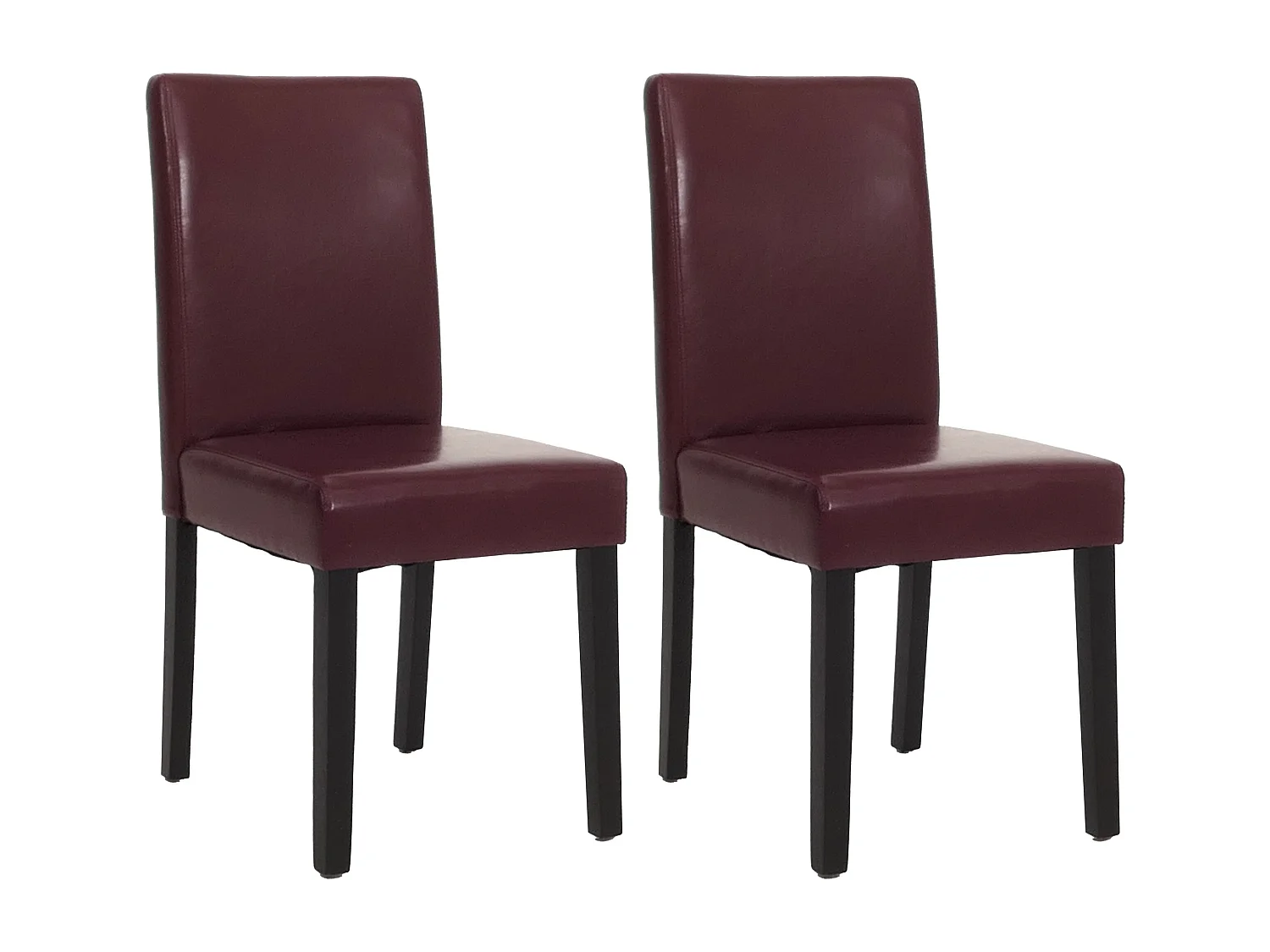 Eetkamerstoel Littau kunstleer, set van 2,  kunstleer, rood, donkere poten