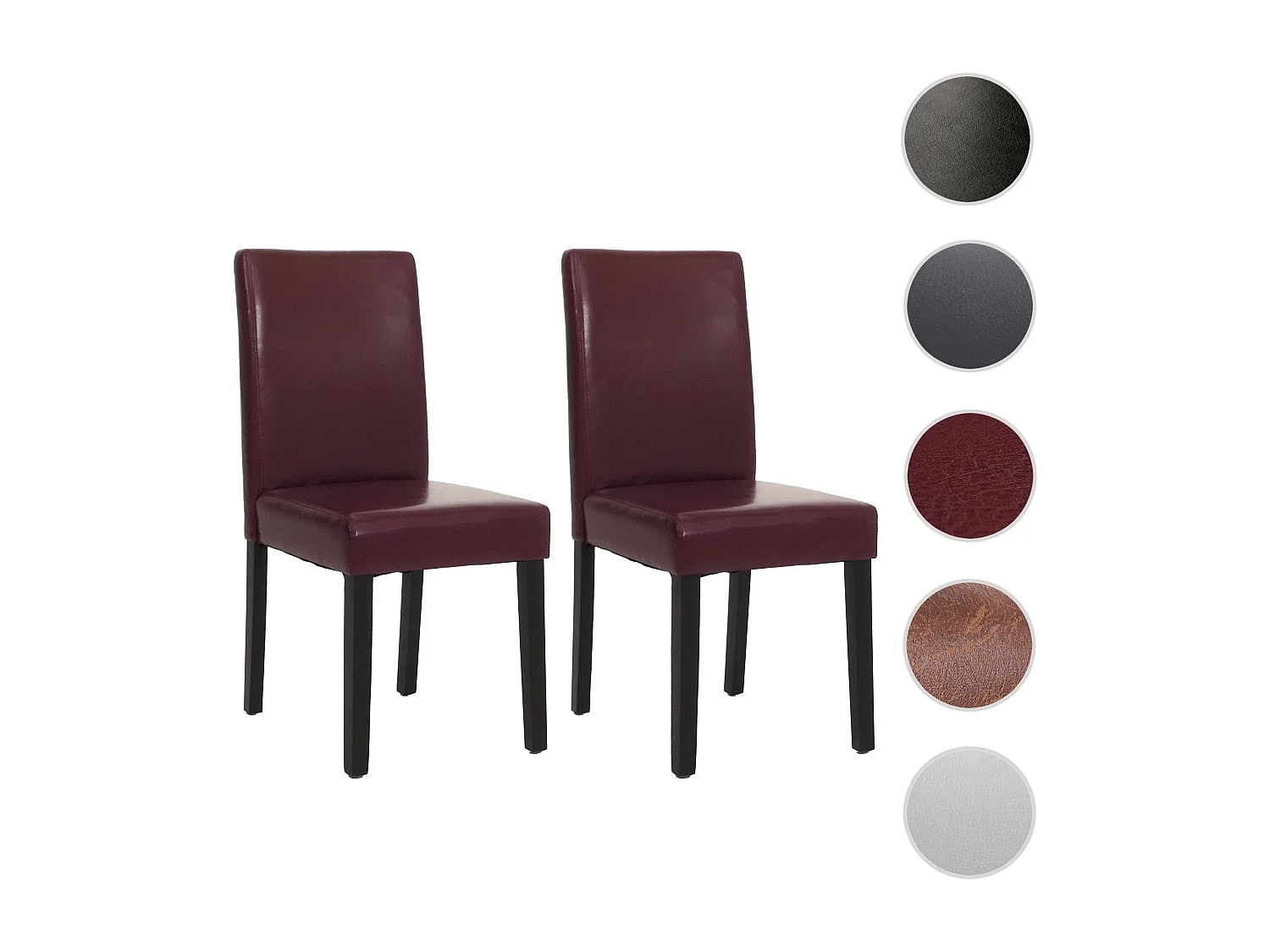 Eetkamerstoel Littau kunstleer, set van 2,  kunstleer, rood, donkere poten