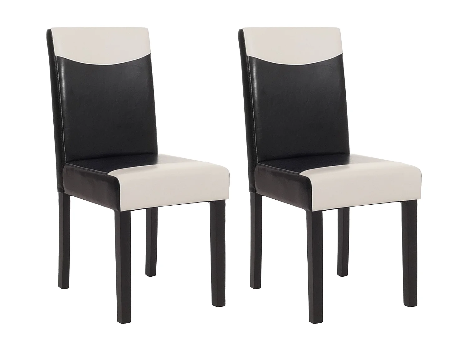 Conjunto de 2 cadeiras de jantar Littau em pele sintética,  imitação de pele, preto e branco, pernas escuras