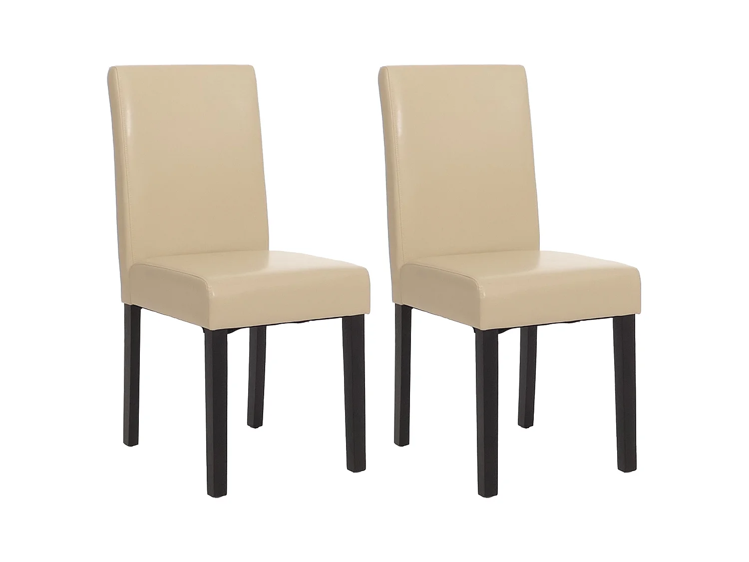 Chaise de salle à manger Littau similicuir (lot de 2),  simili-cuir, crème, pieds foncés
