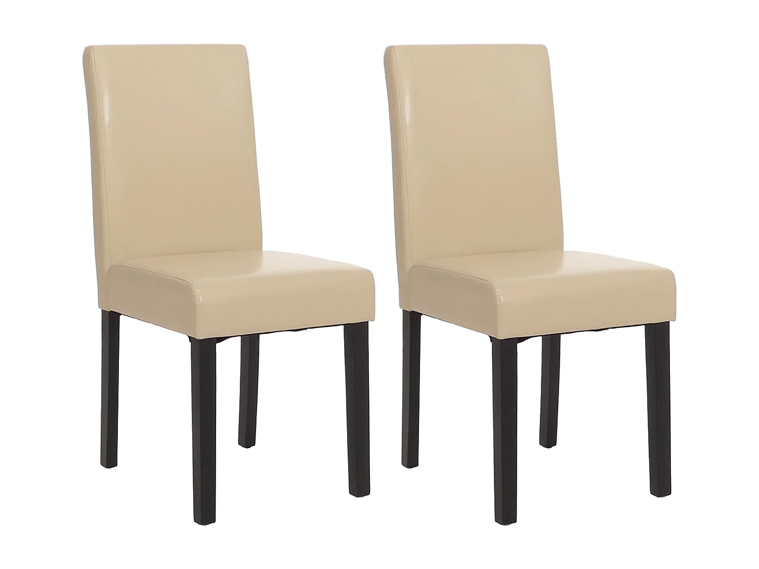 Chaise de salle à manger Littau similicuir (lot de 2),  simili-cuir, crème, pieds foncés