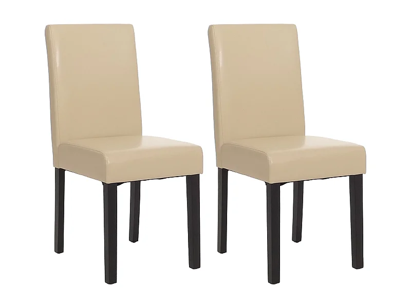 Chaise de salle à manger Littau similicuir (lot de 2),  simili-cuir, crème, pieds foncés