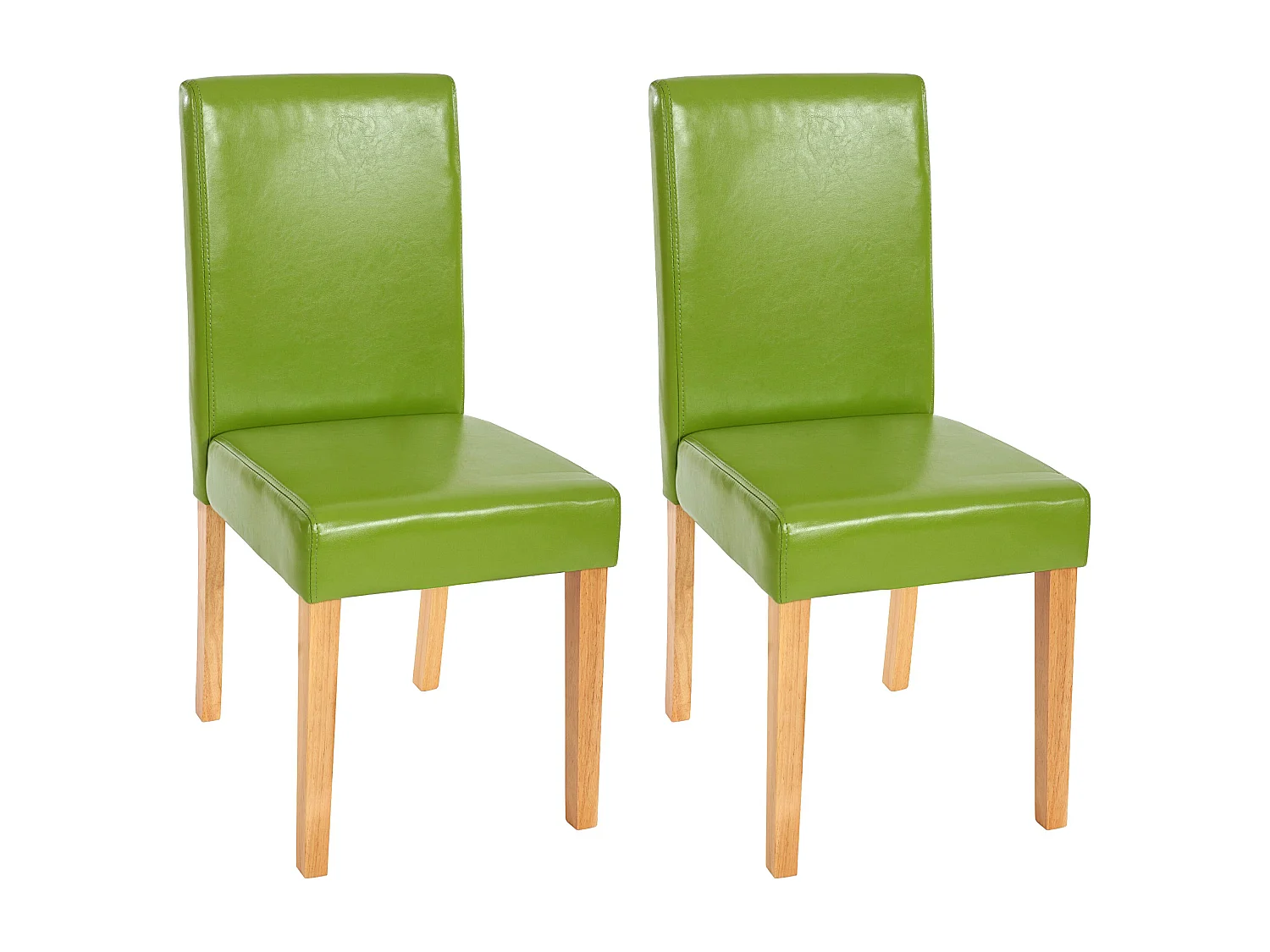 Chaise de salle à manger Littau similicuir (lot de 2),  simili-cuir, vert, pieds clairs