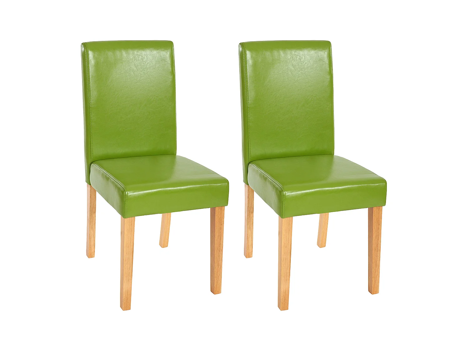 Chaise de salle à manger Littau similicuir (lot de 2),  simili-cuir, vert, pieds clairs