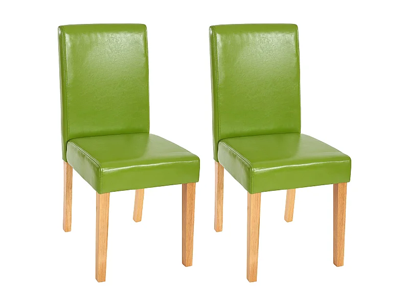 Chaise de salle à manger Littau similicuir (lot de 2),  simili-cuir, vert, pieds clairs