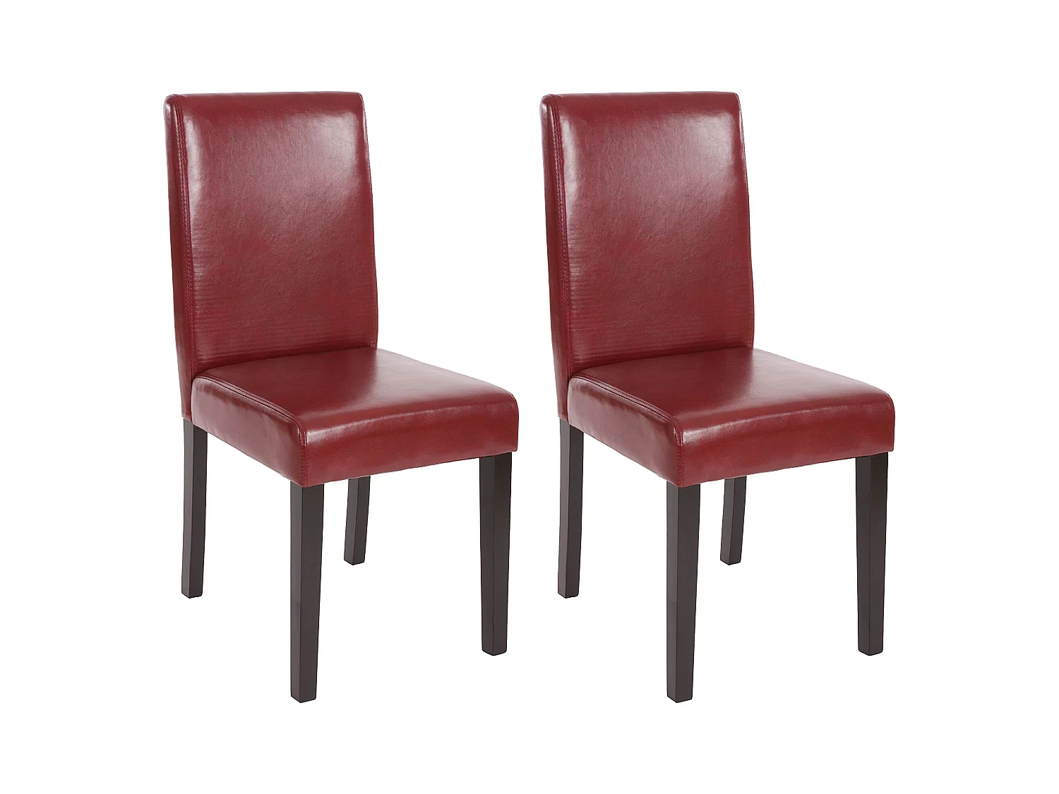 Chaise de salle à manger Littau similicuir (lot de 2),  simili-cuir, brun rouge, pieds foncés