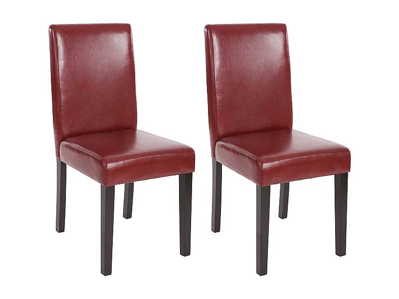 Chaise de salle à manger Littau similicuir (lot de 2),  simili-cuir, brun rouge, pieds foncés