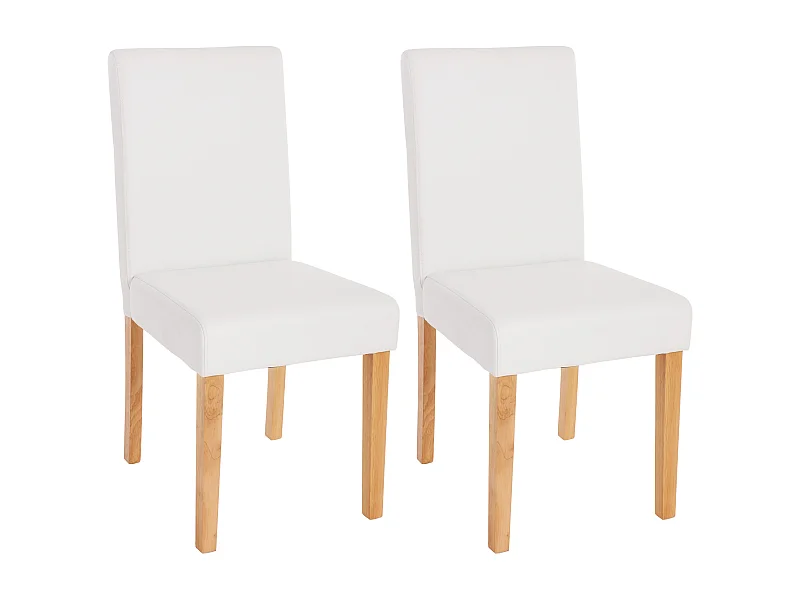 Set 2x sedie Littau ecopelle opaca soggiorno cucina sala da pranzo 56x43x90cm bianco piedi chiari