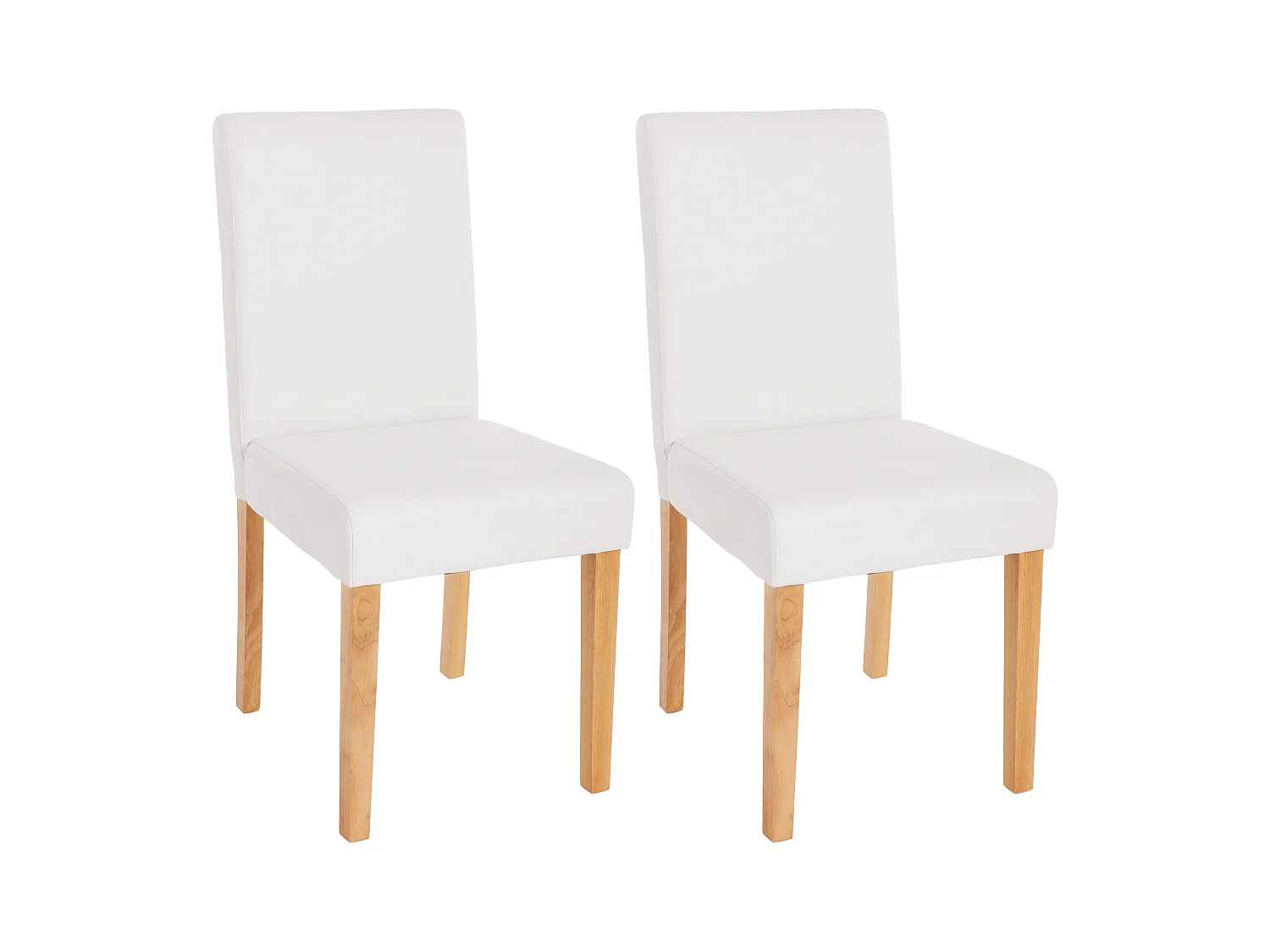Chaise de salle à manger Littau similicuir (lot de 2),  simili-cuir, blanc mat, pieds clairs