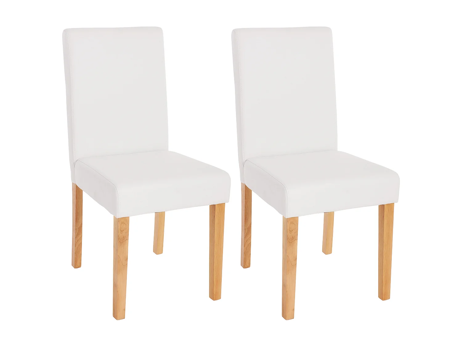 Chaise de salle à manger Littau similicuir (lot de 2),  simili-cuir, blanc mat, pieds clairs