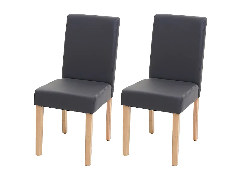 Conjunto de 2 cadeiras de jantar Littau em pele sintética,  imitação de pele, cinzento mate, pernas claras
