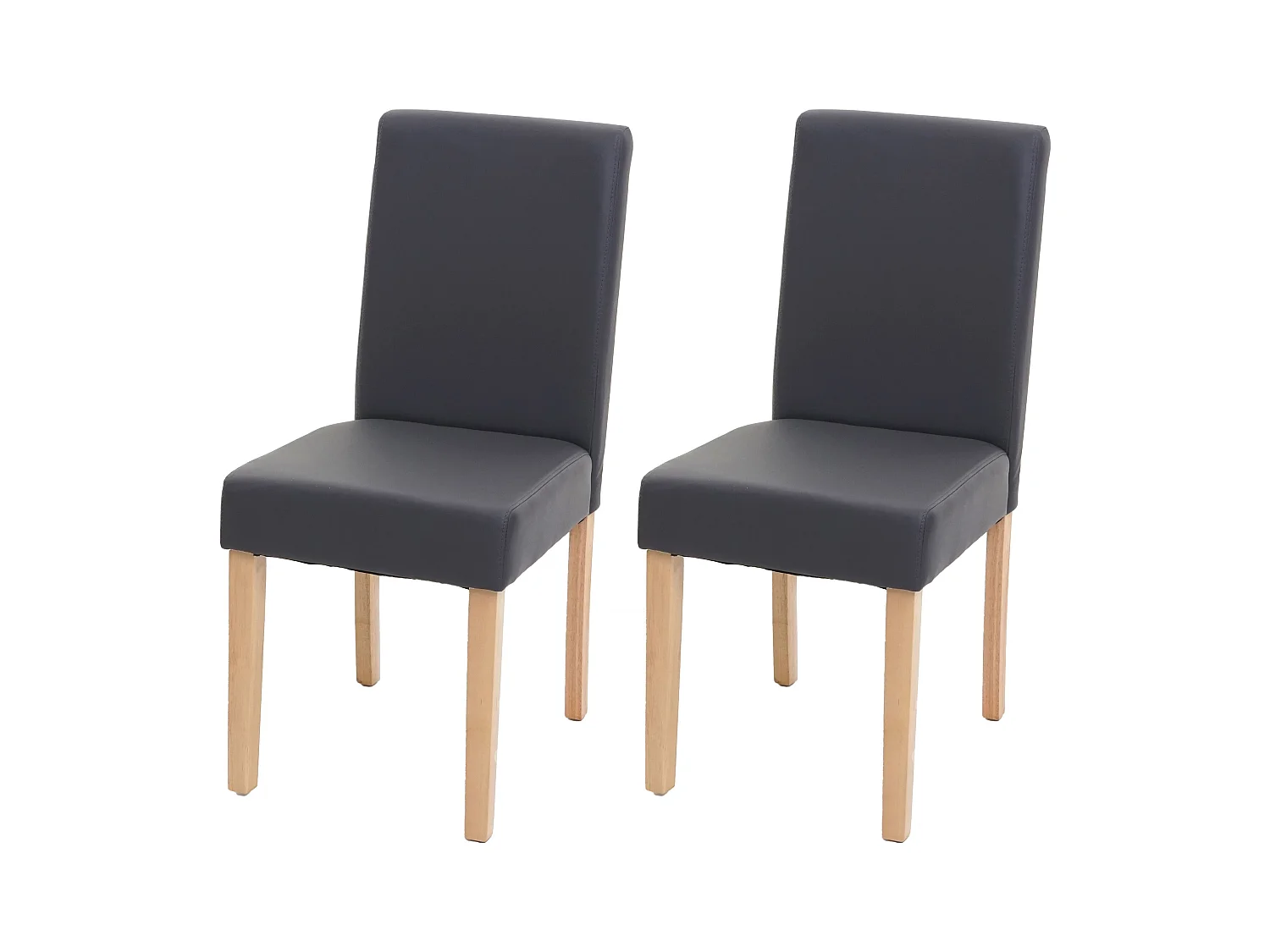 Conjunto de 2 cadeiras de jantar Littau em pele sintética,  imitação de pele, cinzento mate, pernas claras