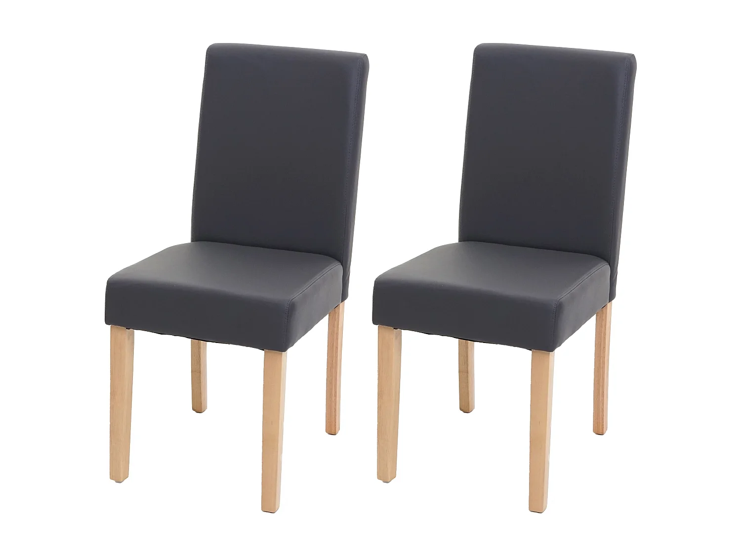 Esszimmerstuhl Littau Kunstleder 2er-Set, Kunstleder, grau matt, helle Beine