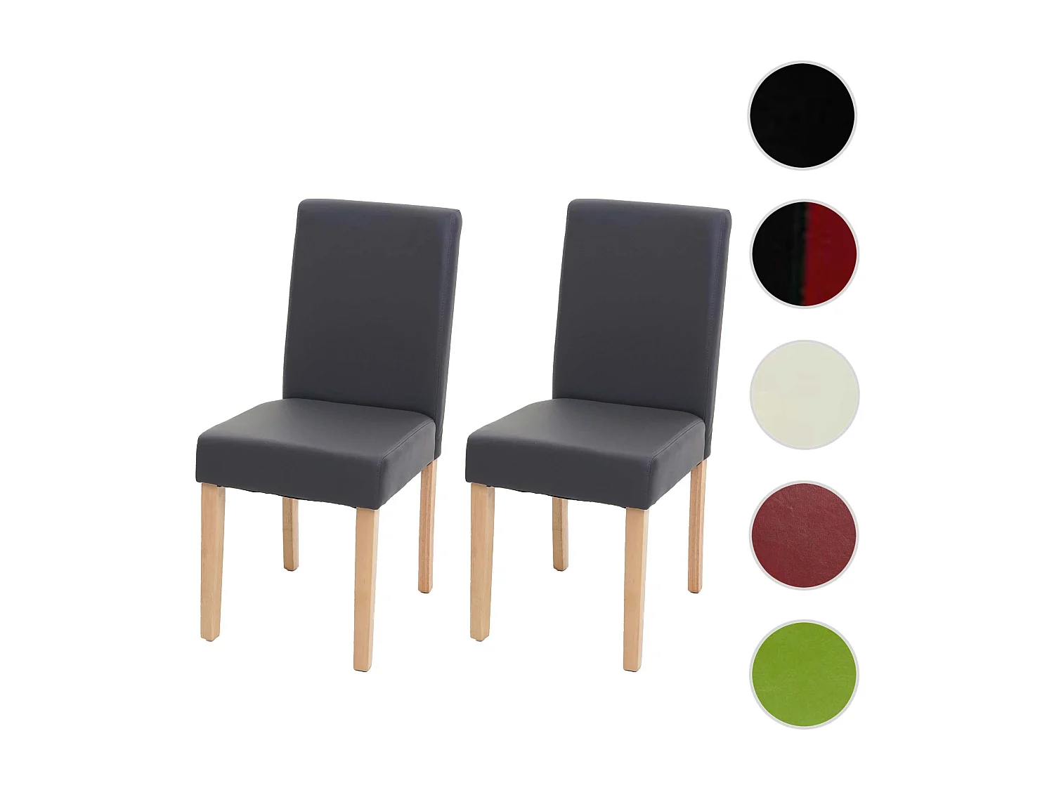 Esszimmerstuhl Littau Kunstleder 2er-Set, Kunstleder, grau matt, helle Beine