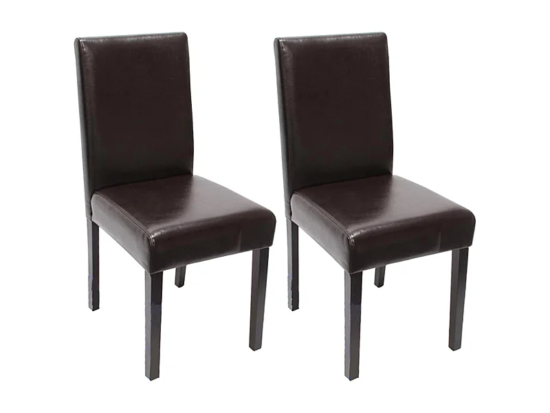 Sillas de comedor Littau de piel sintética, juego de 2,  Cuero sintético, marrón, patas oscuras