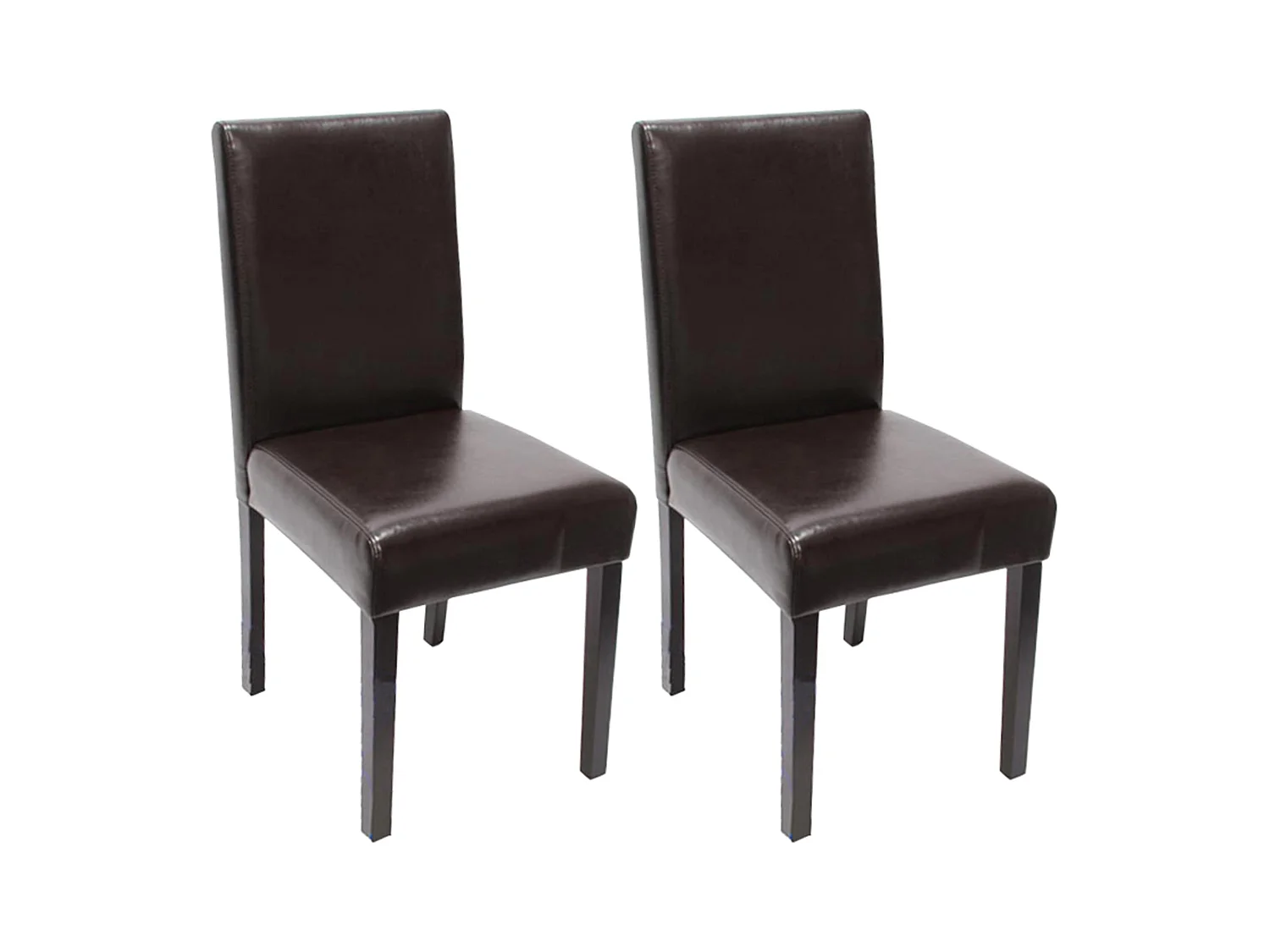 Chaise de salle à manger Littau similicuir (lot de 2),  simili-cuir, marron, pieds foncés