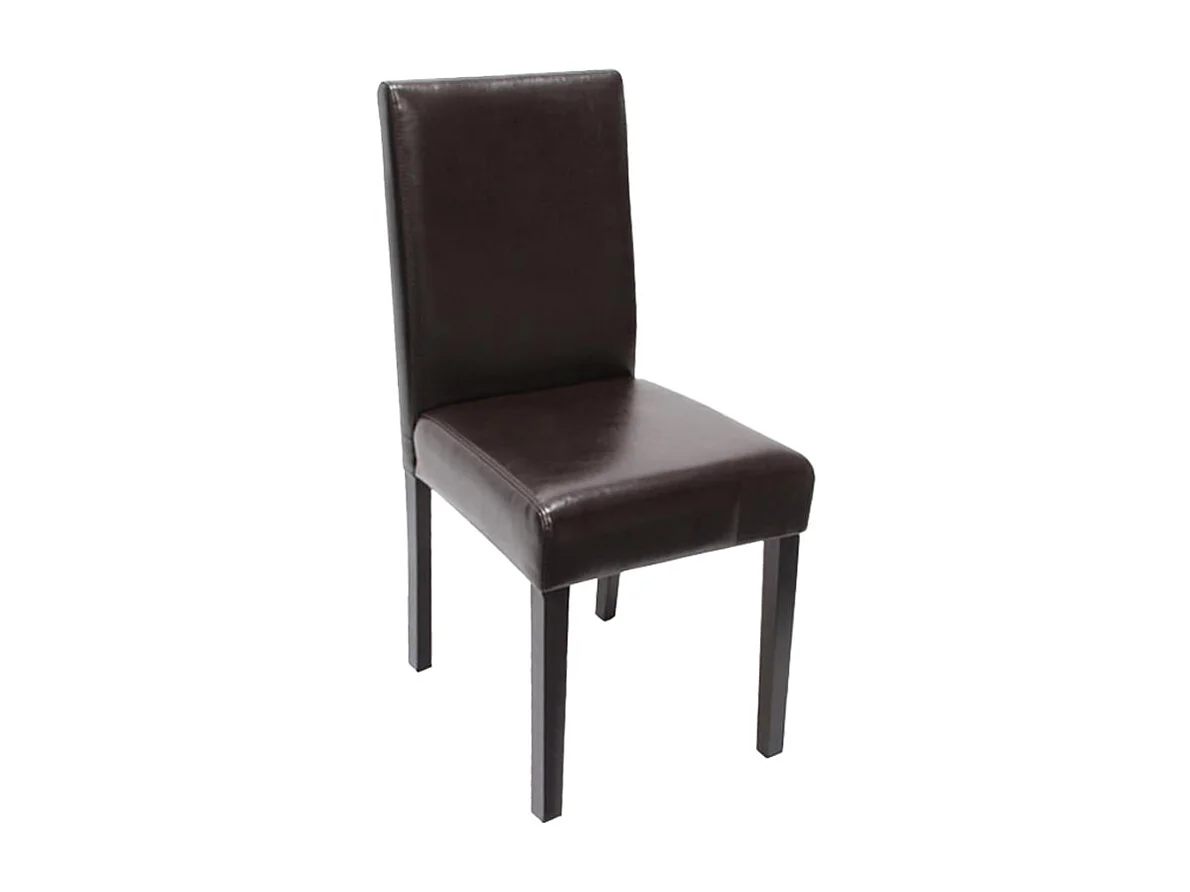 Chaise de salle à manger Littau similicuir (lot de 2),  simili-cuir, marron, pieds foncés