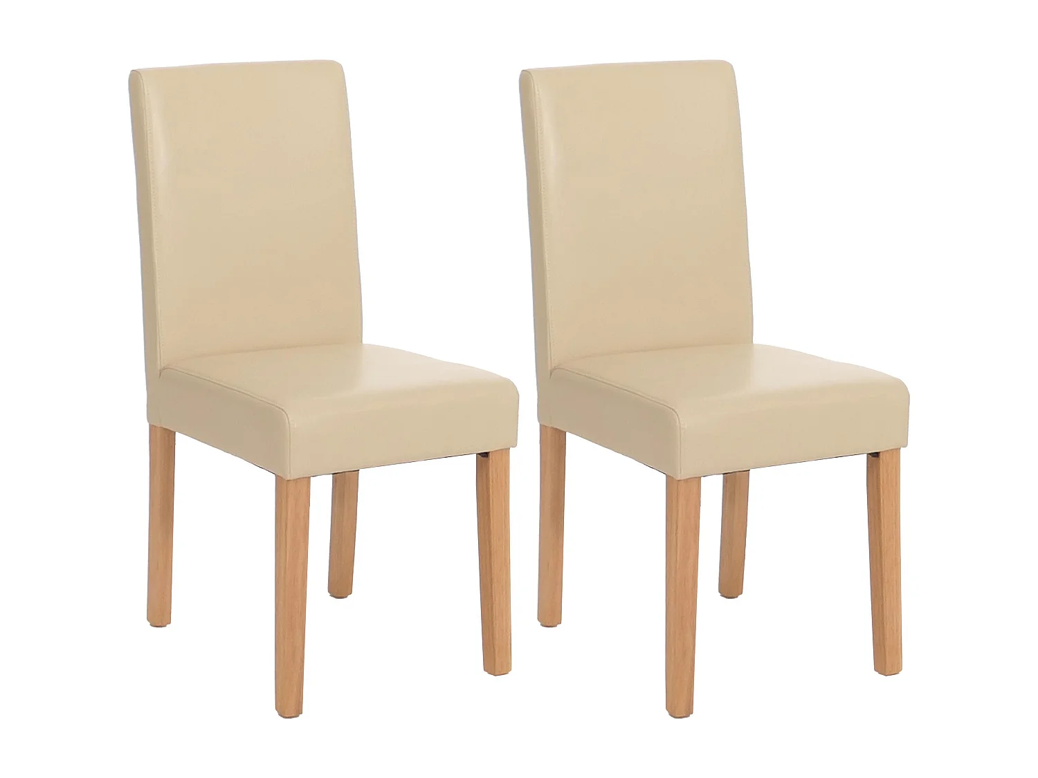 Esszimmerstuhl Littau Kunstleder 2er-Set, Kunstleder, creme, helle Beine