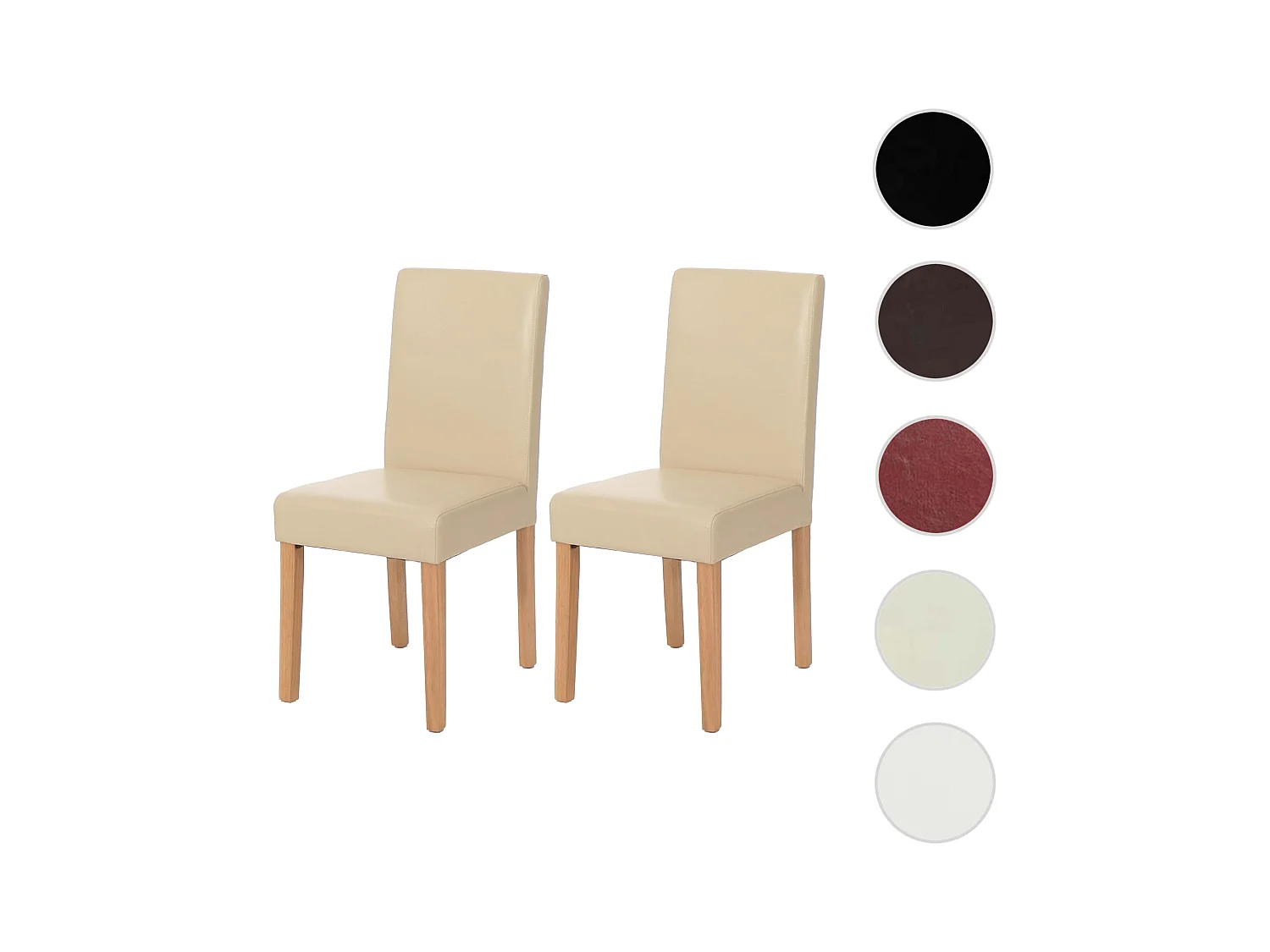 Esszimmerstuhl Littau Kunstleder 2er-Set, Kunstleder, creme, helle Beine