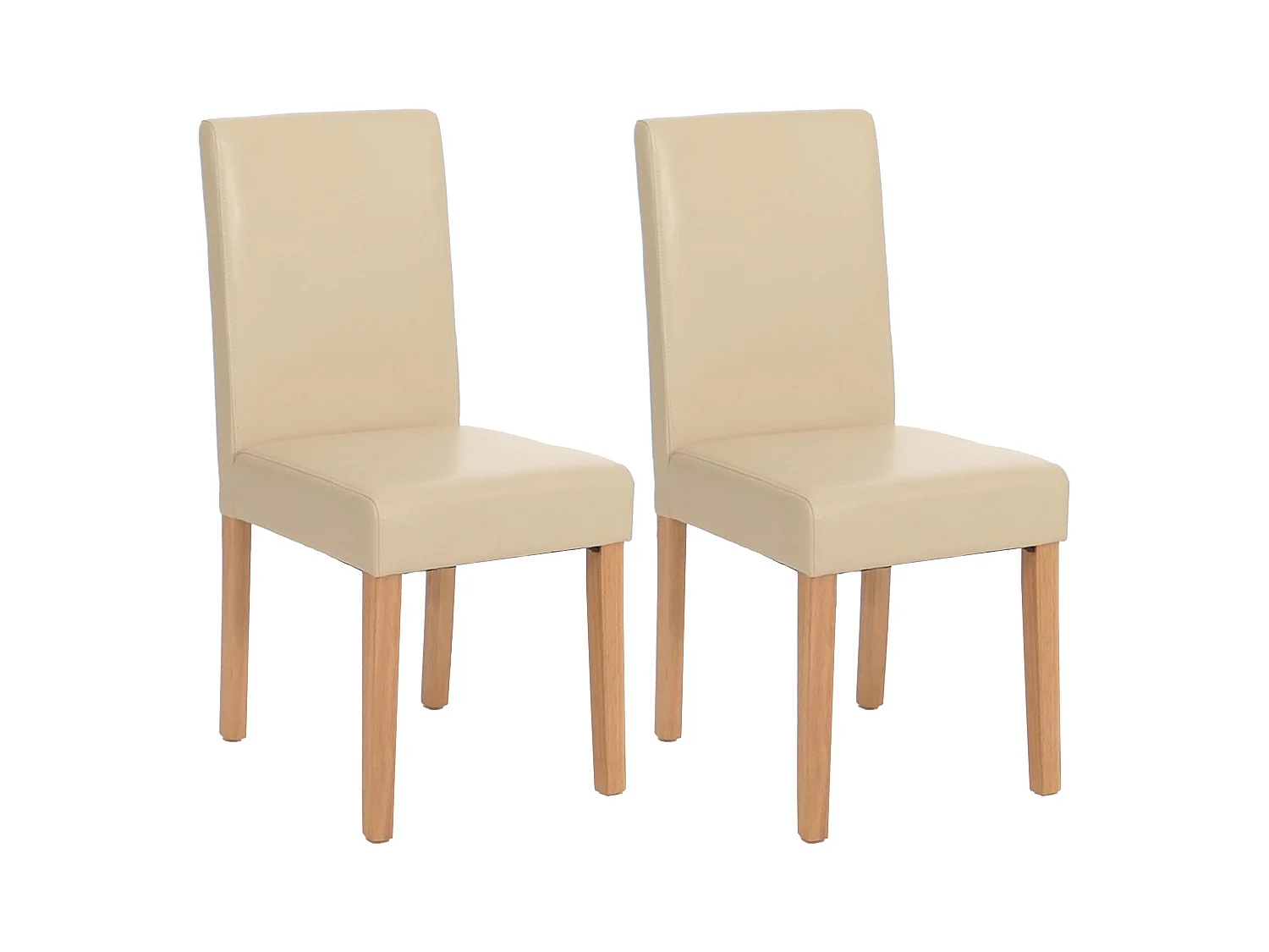 Chaise de salle à manger Littau similicuir (lot de 2),  simili-cuir, crème, pieds clairs