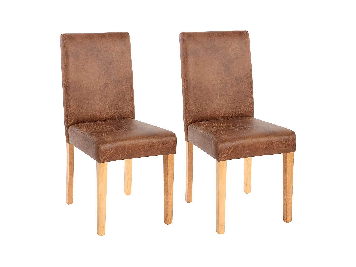 Chaise de salle à manger Littau similicuir (lot de 2),  simili-cuir, aspect daim marron, pieds clairs