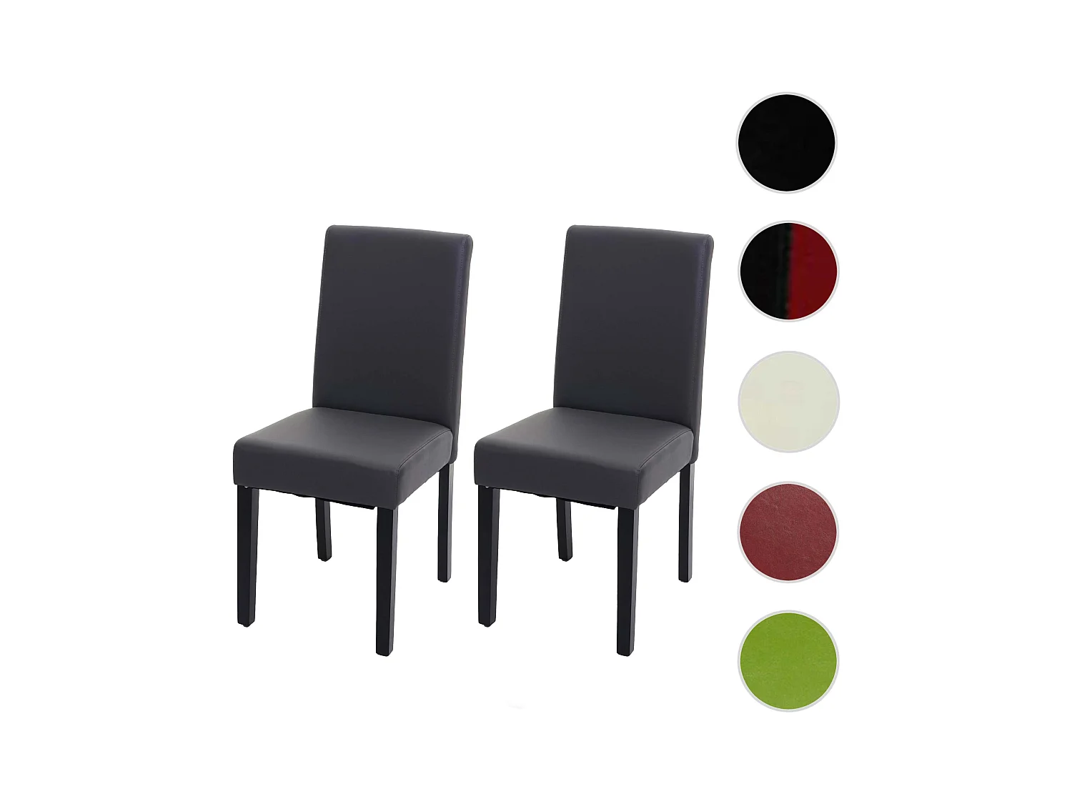 Chaise de salle à manger Littau similicuir (lot de 2),  imitation cuir, gris mat, pieds foncés