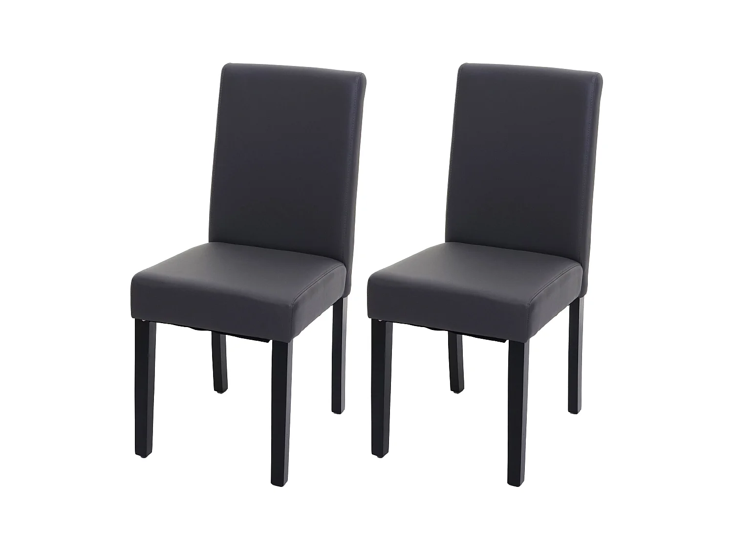 Chaise de salle à manger Littau similicuir (lot de 2),  imitation cuir, gris mat, pieds foncés