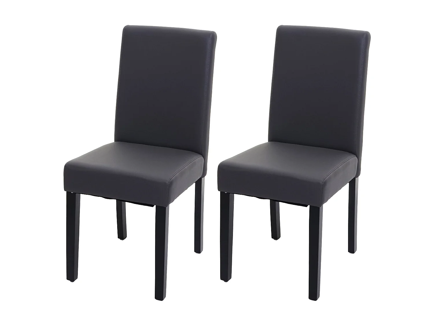 Chaise de salle à manger Littau similicuir (lot de 2),  imitation cuir, gris mat, pieds foncés