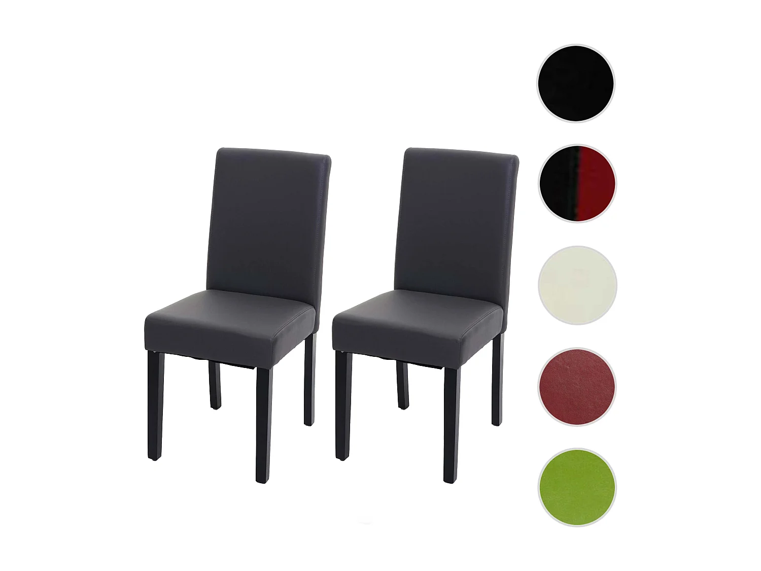 Chaise de salle à manger Littau similicuir (lot de 2),  imitation cuir, gris mat, pieds foncés