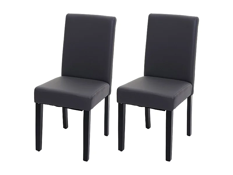 Conjunto de 2 cadeiras de jantar Littau em pele sintética,  imitação de pele, cinzento mate, pernas escuras