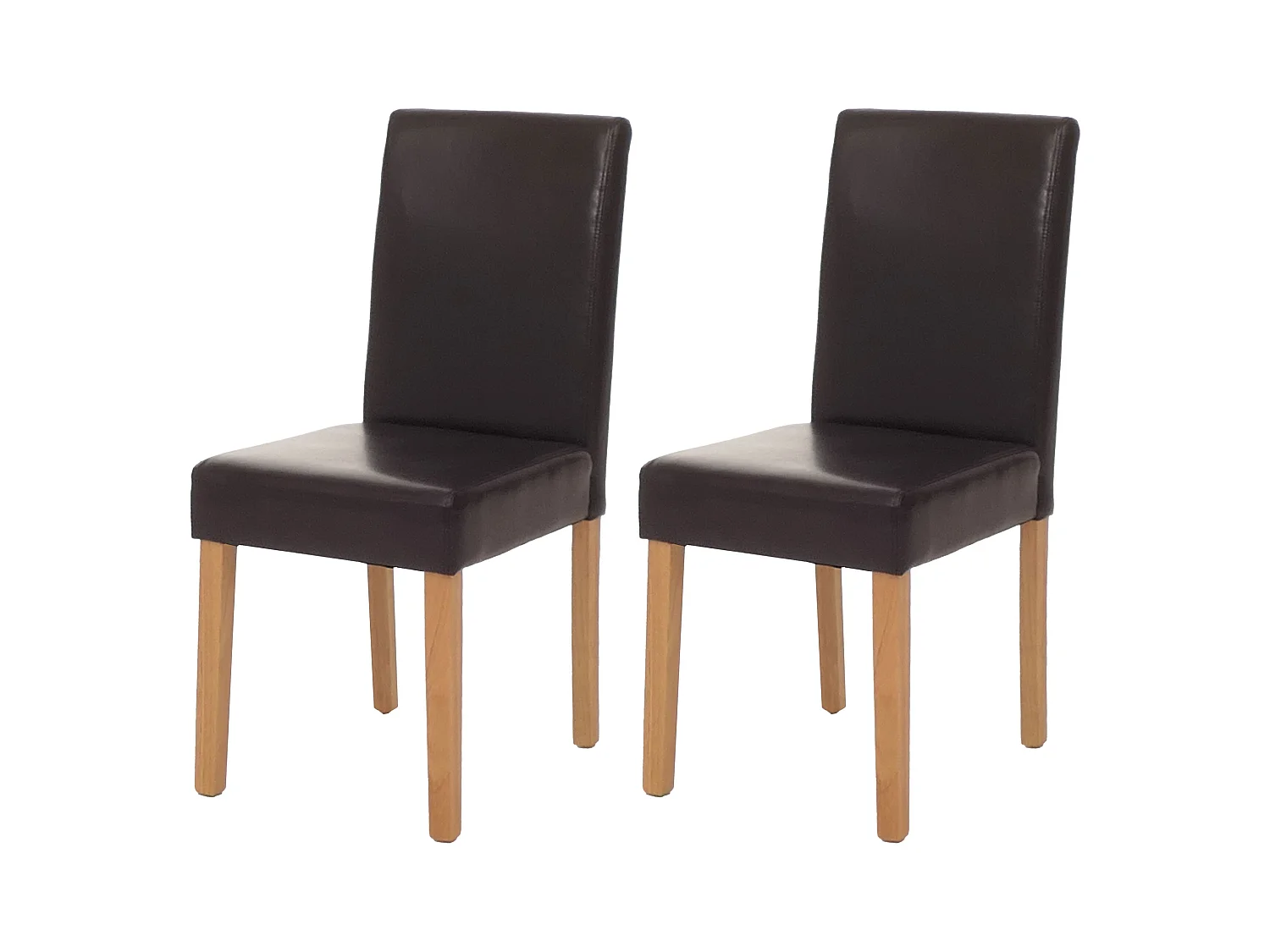 Chaise de salle à manger Littau similicuir (lot de 2),  simili-cuir, marron, pieds clairs