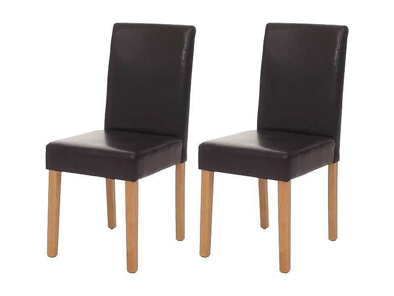 Esszimmerstuhl Littau Kunstleder 2er-Set, Kunstleder, braun, helle Beine