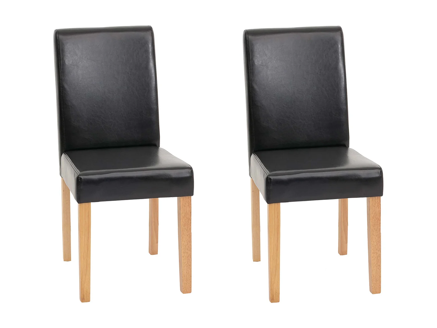Esszimmerstuhl Littau Kunstleder 2er-Set, Kunstleder, schwarz, helle Beine