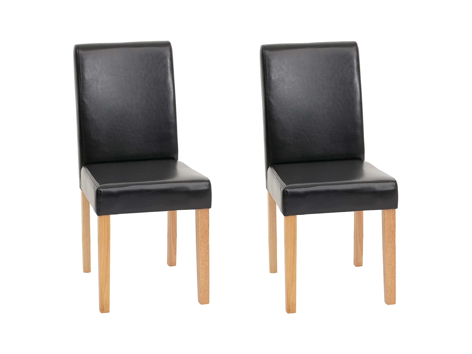 Silla de comedor Littau piel sintética lote de 2,  polipiel, negra, patas claras