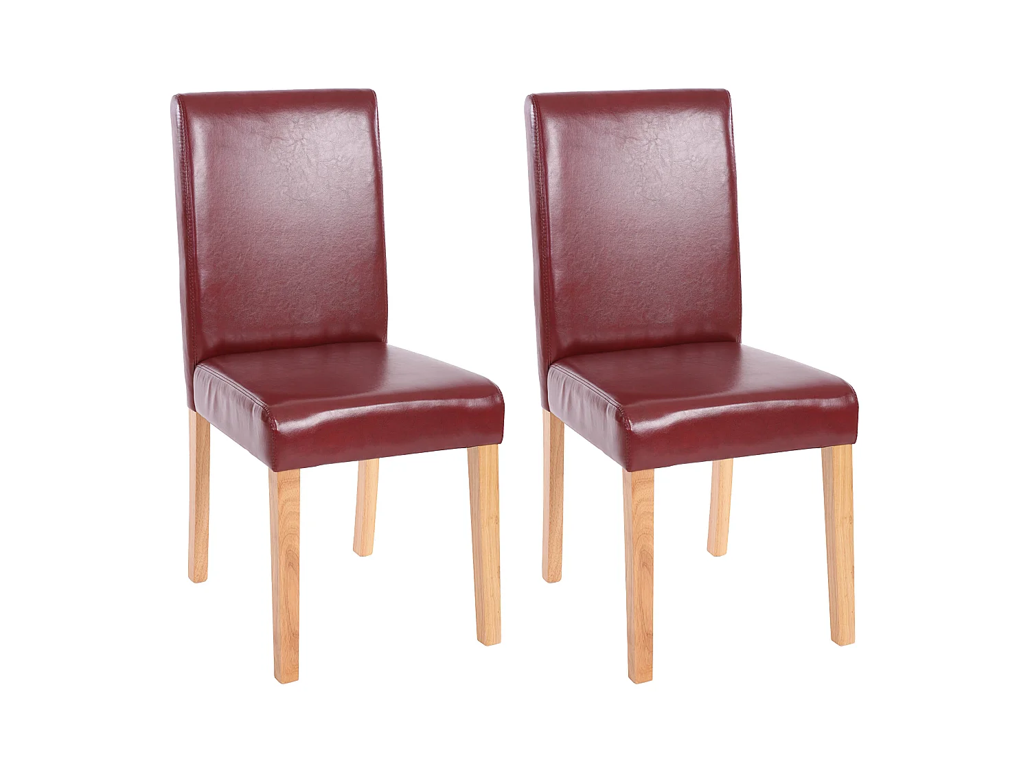 Chaise de salle à manger Littau similicuir (lot de 2),  simili-cuir, brun rouge, pieds clairs